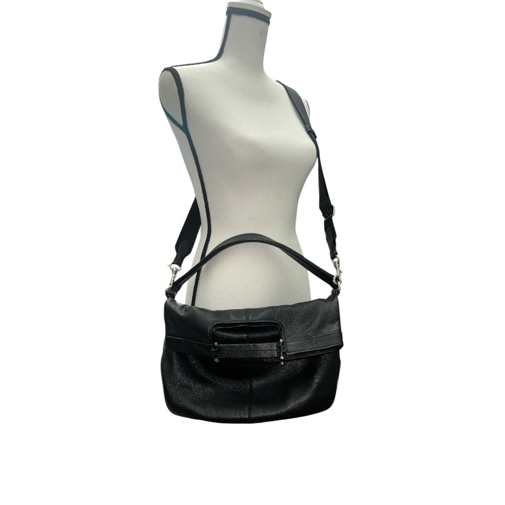 BREE Leather Handbag Foldover Crossbody Satchel Pebbled